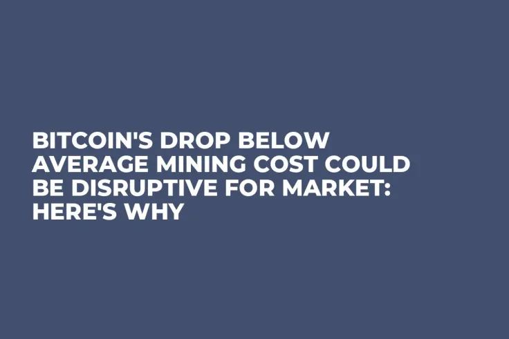 Bitcoin's Drop Below Average Mining Cost Could be Disruptive for Market: Here's Why