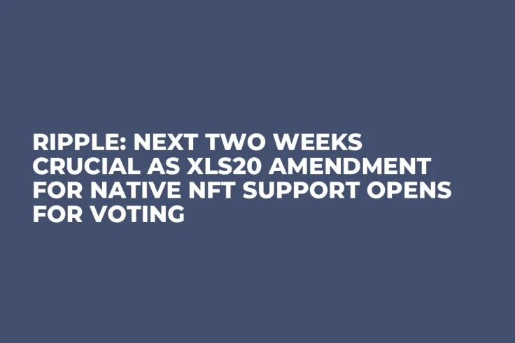 Ripple: Next Two Weeks Crucial as XLS20 Amendment for Native NFT Support Opens for Voting