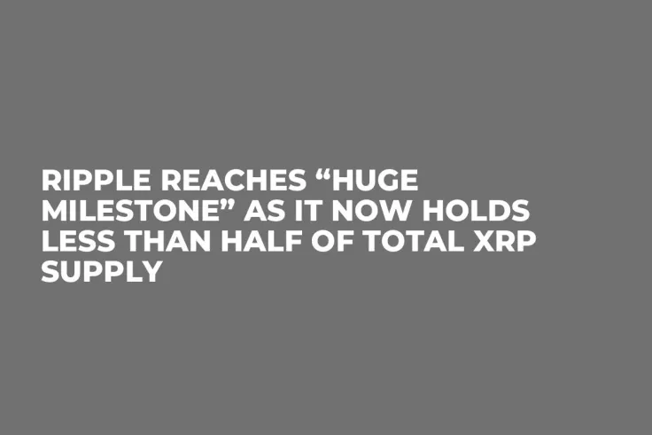 Ripple Reaches “Huge Milestone” as It Now Holds Less Than Half of Total XRP Supply