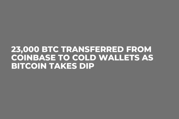23,000 BTC Transferred From Coinbase to Cold Wallets as Bitcoin Takes Dip