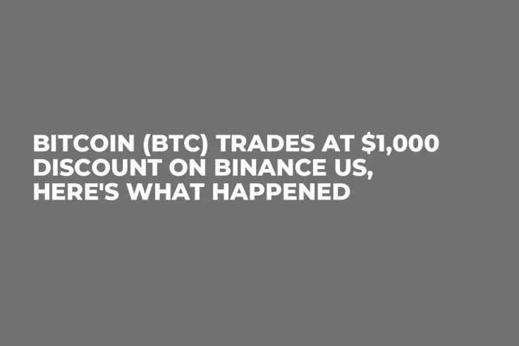 Bitcoin (BTC) Trades at $1,000 Discount on Binance US, Here's What Happened