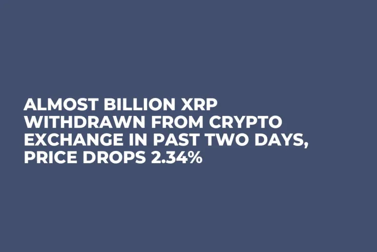 Almost Billion XRP Withdrawn from Crypto Exchange in Past Two Days, Price Drops 2.34%
