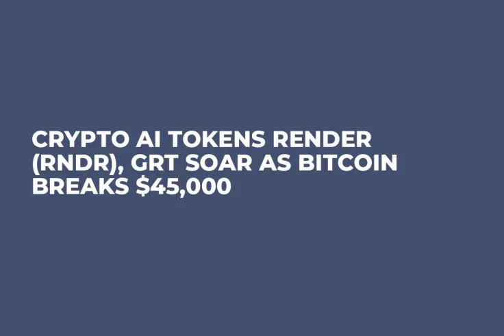 Crypto AI Tokens Render (RNDR), GRT Soar as Bitcoin Breaks $45,000