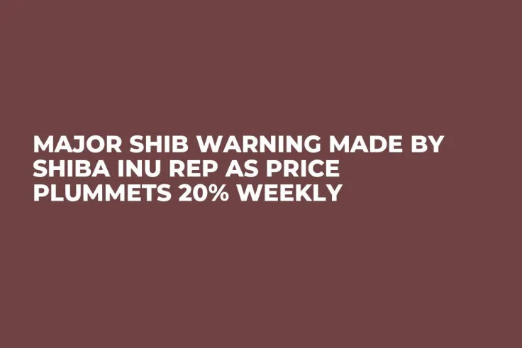 Major SHIB Warning Made by Shiba Inu Rep as Price Plummets 20% Weekly