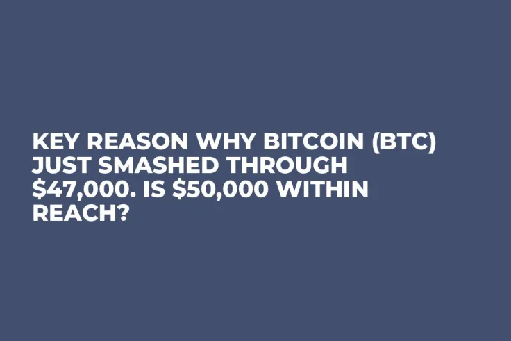 Key Reason Why Bitcoin (BTC) Just Smashed Through $47,000. Is $50,000 Within Reach?
