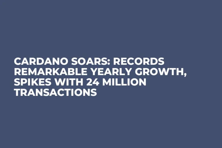 Cardano Soars: Records Remarkable Yearly Growth, Spikes With 24 Million Transactions