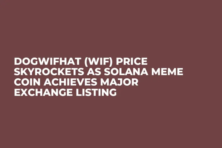 Dogwifhat (WIF) Price Skyrockets as Solana Meme Coin Achieves Major Exchange Listing