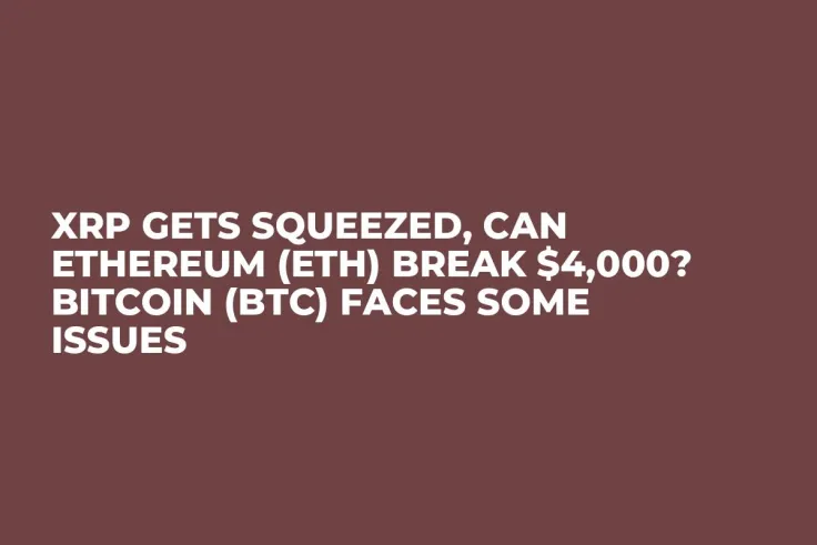 XRP Gets Squeezed, Can Ethereum (ETH) Break $4,000? Bitcoin (BTC) Faces Some Issues
