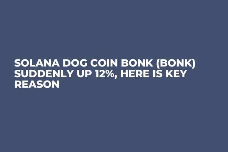 Solana Dog Coin Bonk (BONK) Suddenly up 12%, Here Is Key Reason