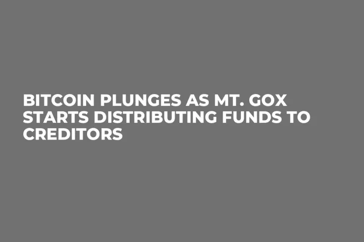 Bitcoin Plunges as Mt. Gox Starts Distributing Funds to Creditors 