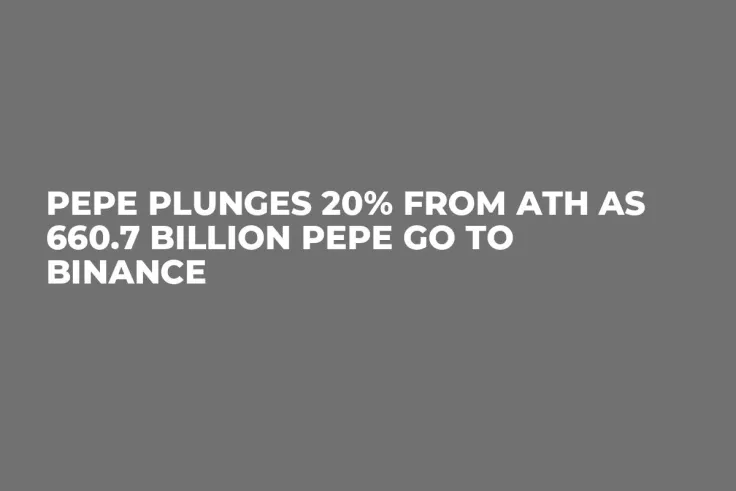 PEPE Plunges 20% From ATH as 660.7 Billion PEPE Go to Binance