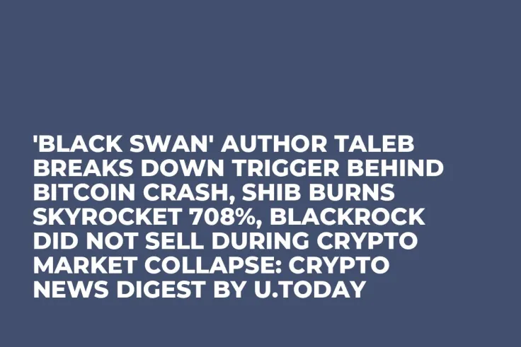 'Black Swan' Author Taleb Breaks Down Trigger Behind Bitcoin Сrash, SHIB Burns Skyrocket 708%, BlackRock Did Not Sell During Crypto Market Collapse: Crypto News Digest by U.Today