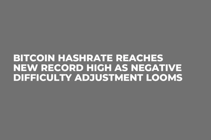 Bitcoin Hashrate Reaches New Record High as Negative Difficulty Adjustment Looms