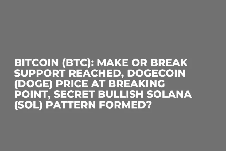 Bitcoin (BTC): Make or Break Support Reached, Dogecoin (DOGE) Price at Breaking Point, Secret Bullish Solana (SOL) Pattern Formed?