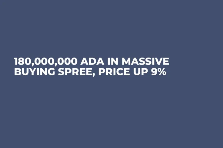 180,000,000 ADA in Massive Buying Spree, Price Up 9%