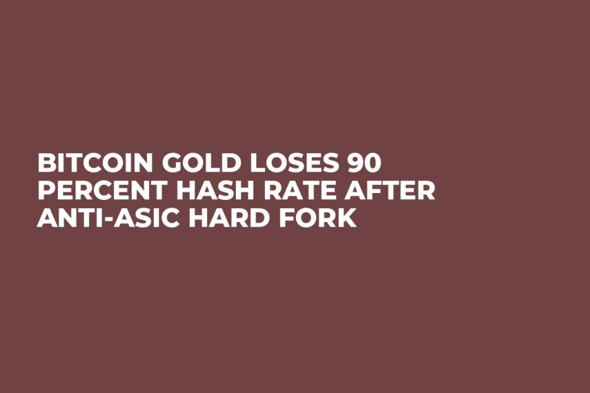 Bitcoin Gold Loses 90 Percent Hash Rate After Anti-ASIC Hard Fork