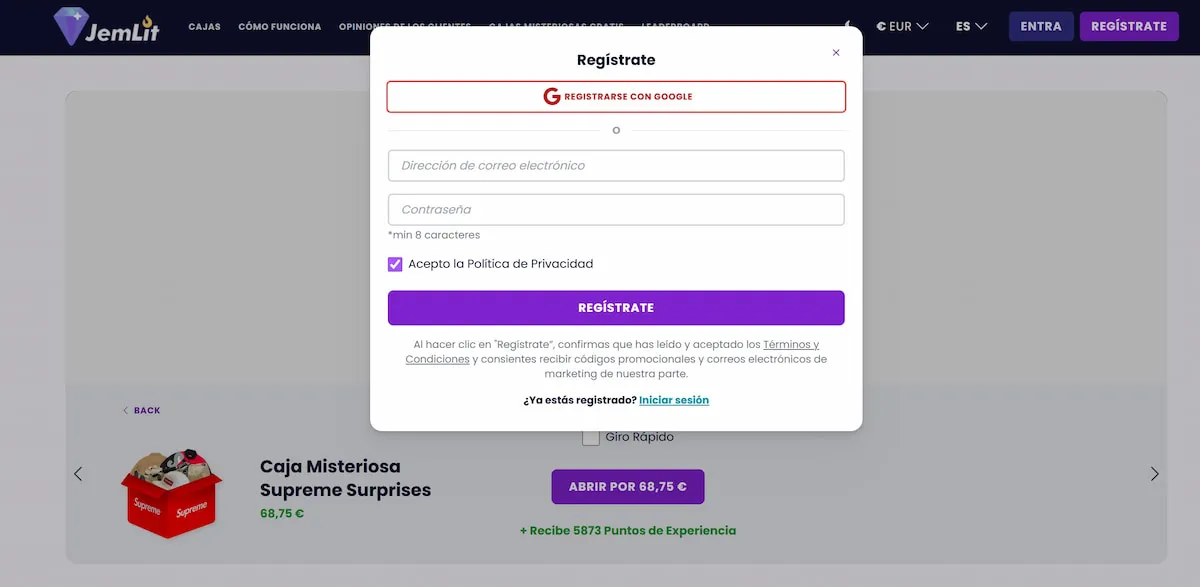 Jemlit opiniones: Registro paso primero