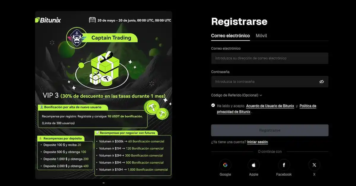 Bonos que ofrece Bitunix