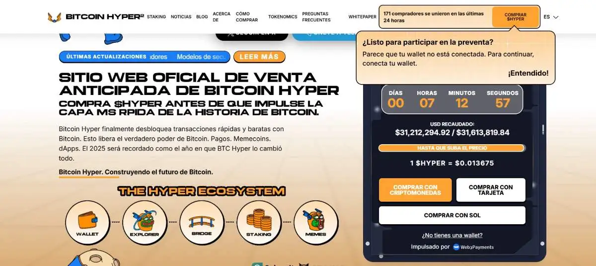 la layer 2 bitcoin hyper ya ha superado los $31 millones de recaudación
