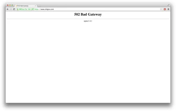 Mt. Gox Bad Gateway