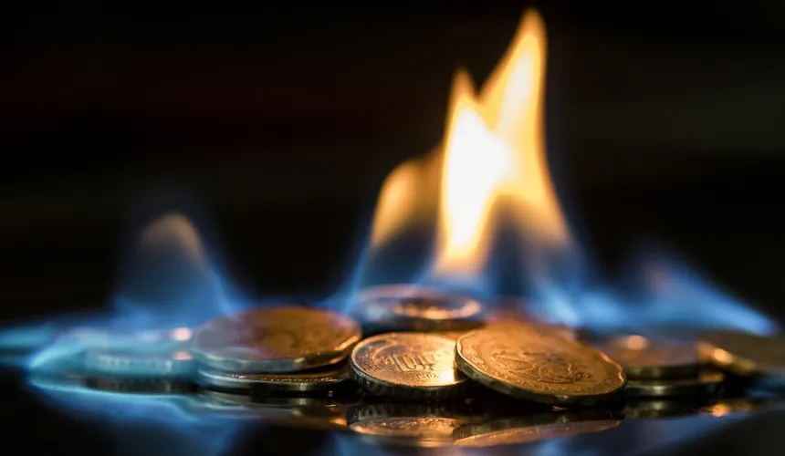 Picture of coins on fire