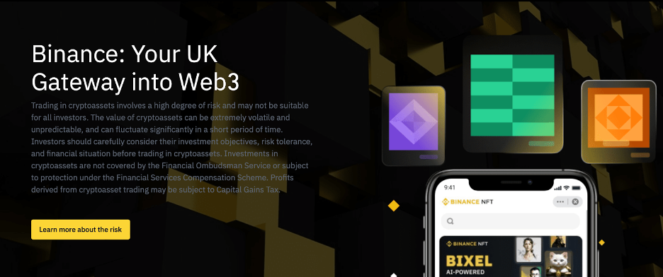 The homepage of Binance, one of the world's leading cryptocurrency exchanges, featuring a user-friendly interface and a wide range of trading options.