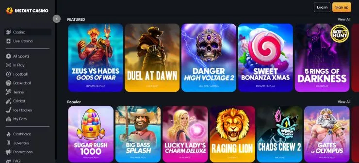 featured games at Instant Casino, our top Inclave casino 