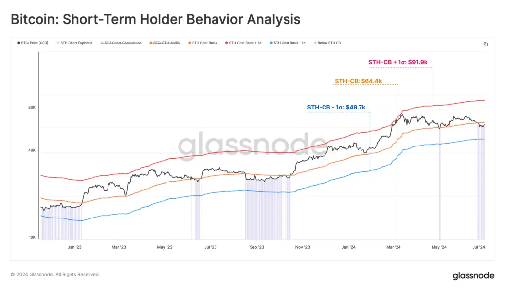 Bitcoin short-term holders are in red | Source: @glassnode via X