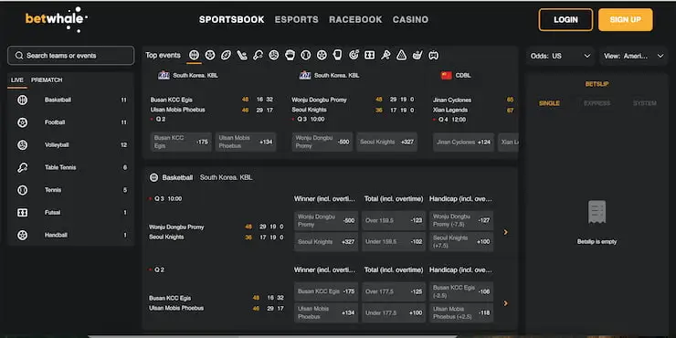 betting on sports at BetWhale
