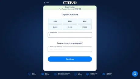 Enter BetUS promo code