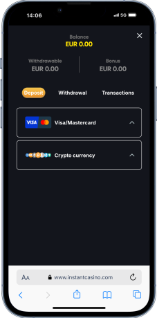 instant casino deposit