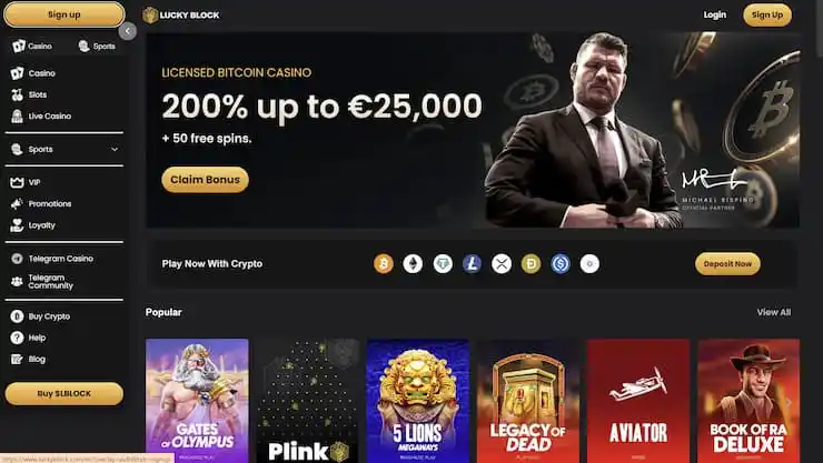 lucky block casino lobby