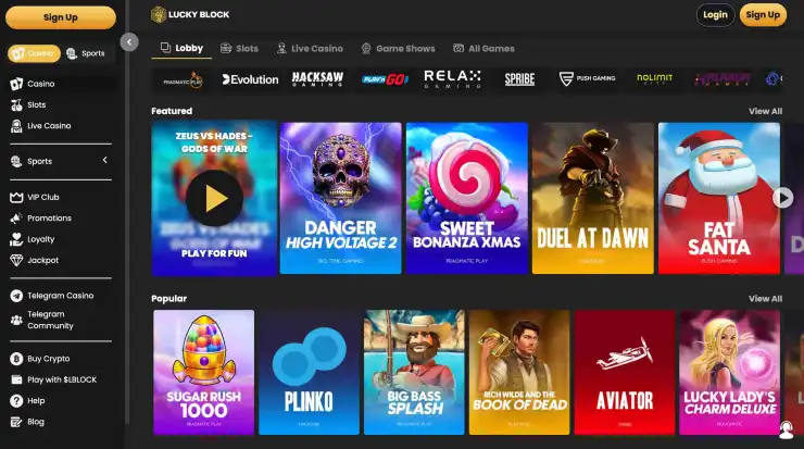 Lucky Block solana crypto casino