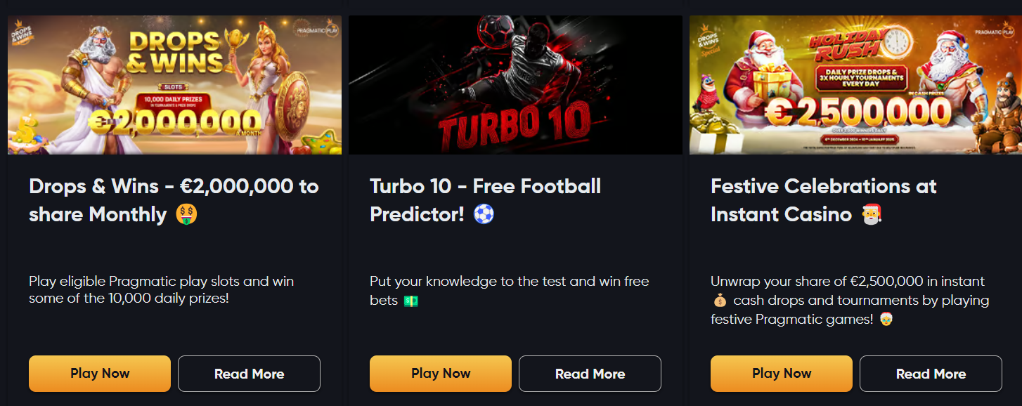 Výběr bonusů na Instant casino