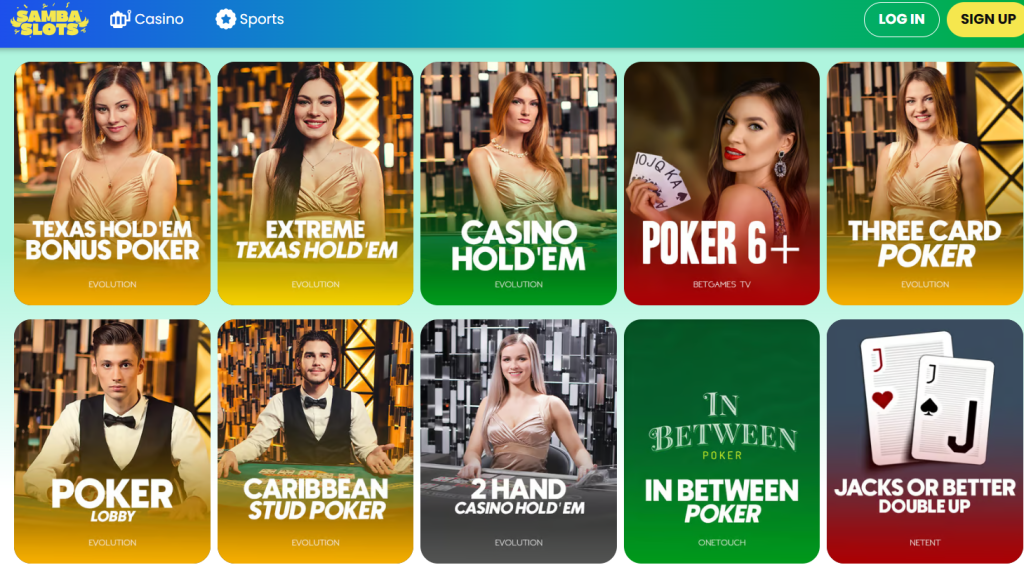 Live poker na Samba Slots