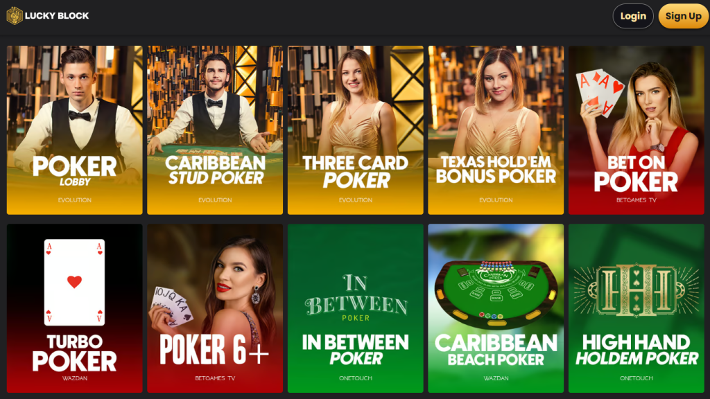 Live poker na Lucky Block