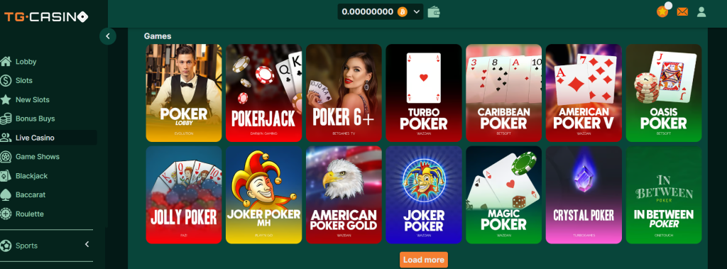 Live poker na TG.casino