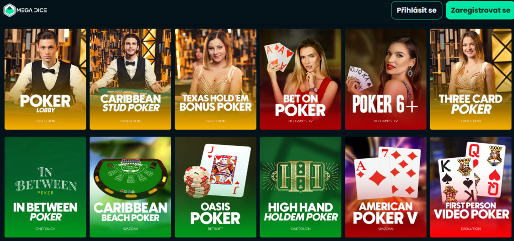 Live poker na Mega Dice