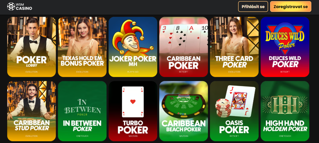 Live poker na WSM casino