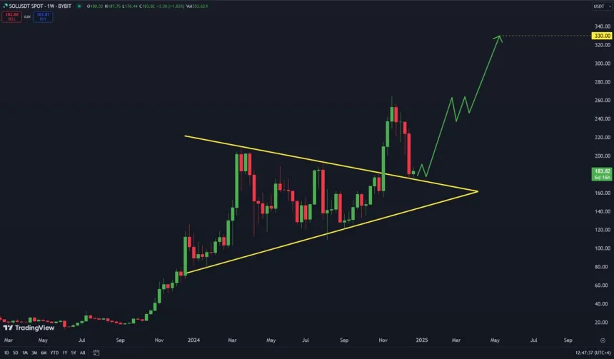 Solana successfully retested this massive triangle