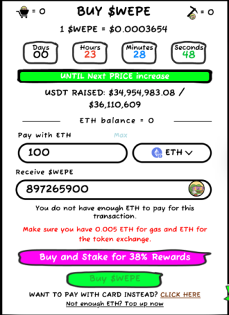 100 이더리움으로 월스트리트 페페 구매