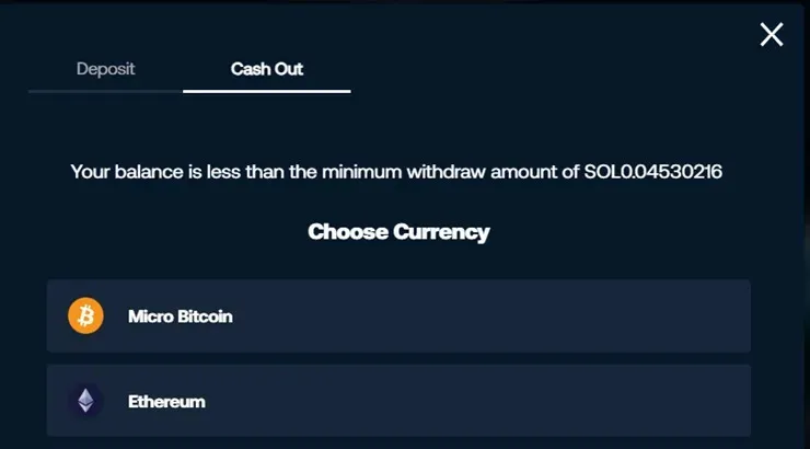withdraw winnings with ETH