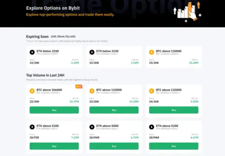 Bybit’s options explore page
