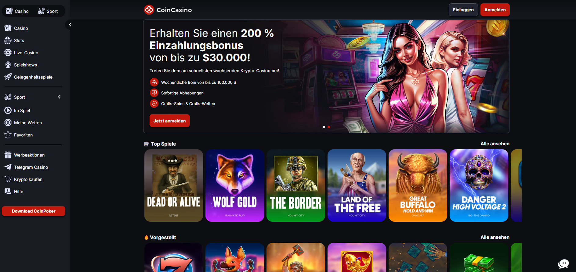 Coin Casino Homepage