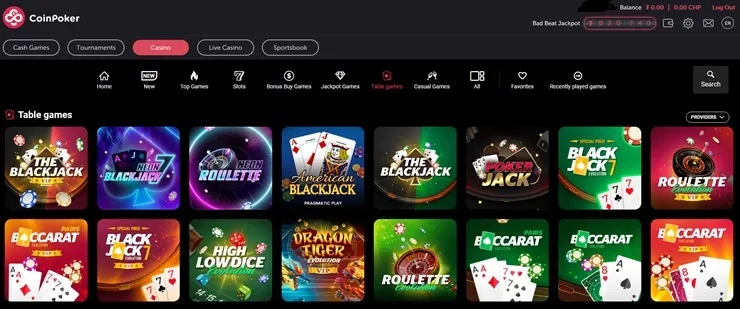 coinpoker review of table games