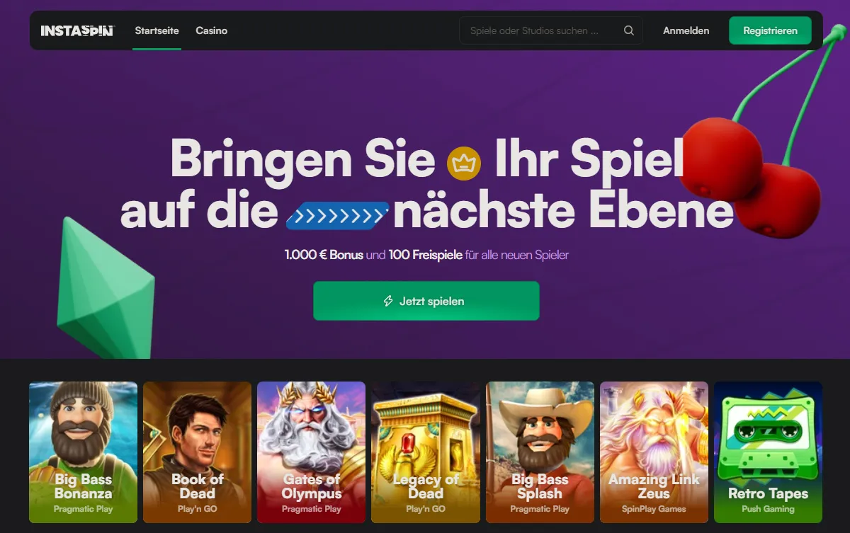 Instaspin Homepage Angebot