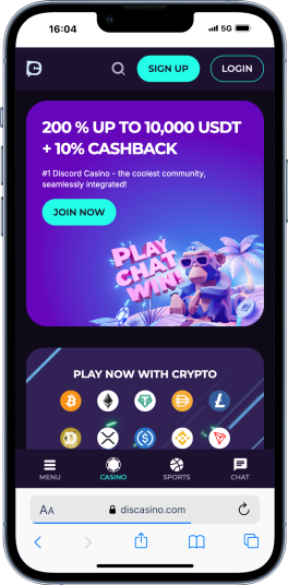 The Discasino homepage.