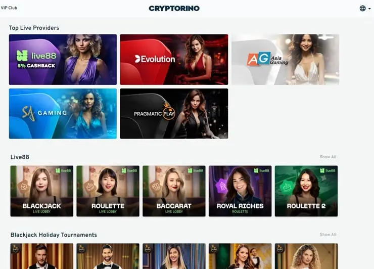 cryptorino live dealer casino accepting crypto