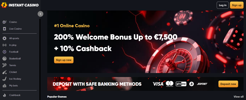 Instant casino zahraniční