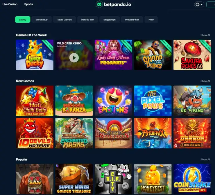 BetPanda even offers decentralized games of the week